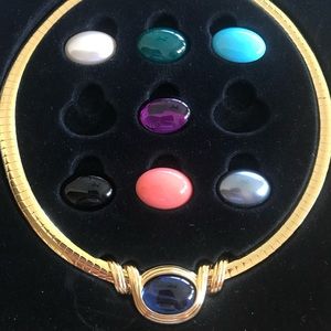 Joan Rivers gold necklace interchangeable pendant